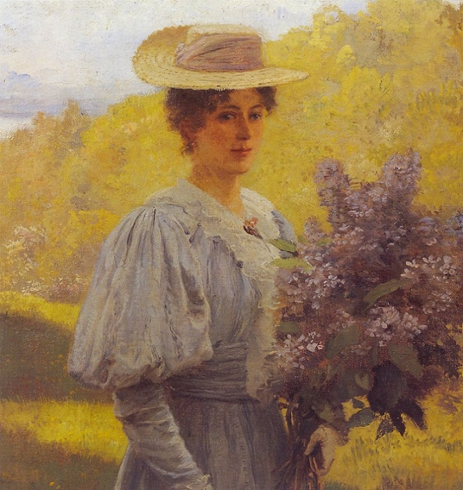 Young Woman with Lilac (658x696, 483Kb)