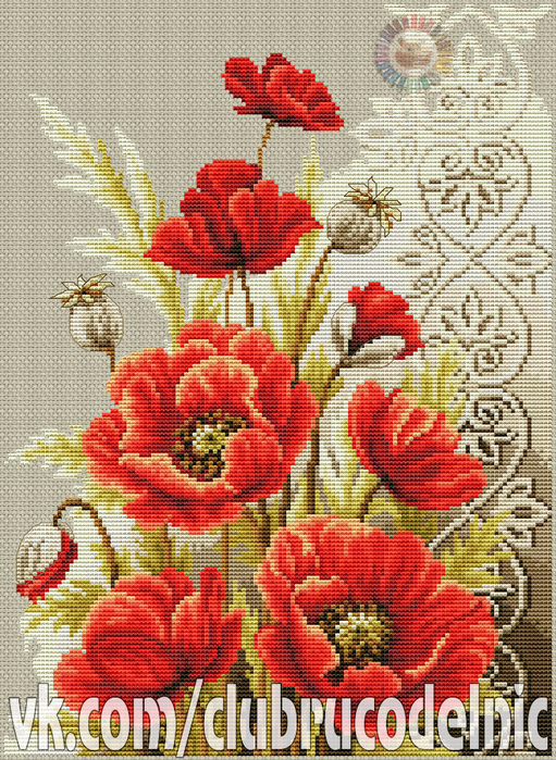 Poppies and Swirls (511x700, 629Kb)