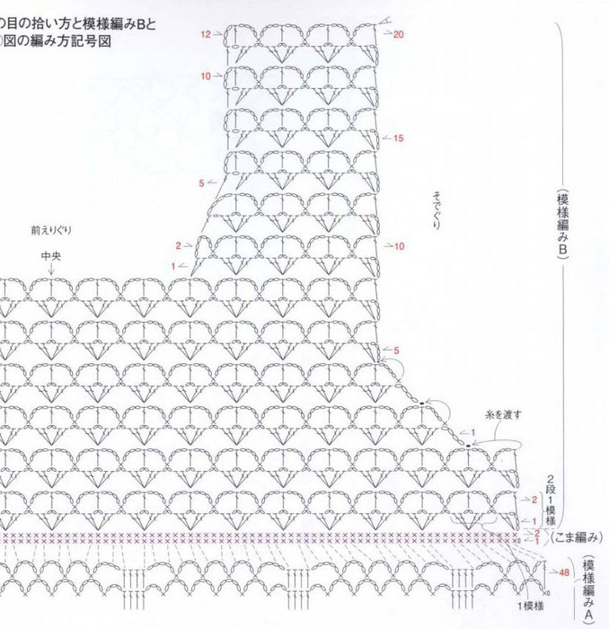 Схема вязания майки крючком