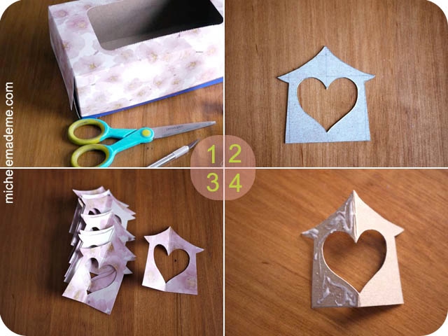 Paper Hanging Heart House Ornament steps 1-4 (640x480, 142Kb)