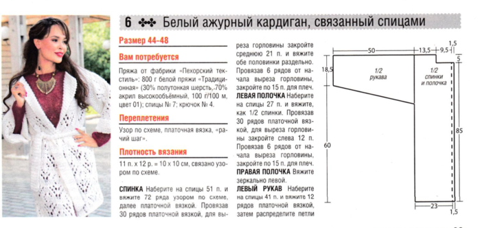 Ажурный кардиган спицами схема