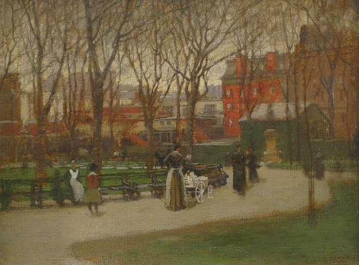 ny-park-scene-unframed. New York City Park Scene (700x517, 444Kb)