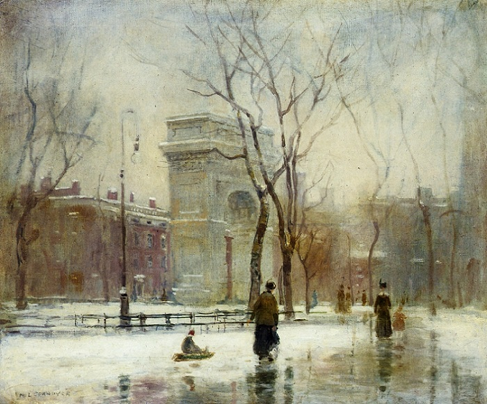 Winter in Washington Square (700x580, 438Kb)