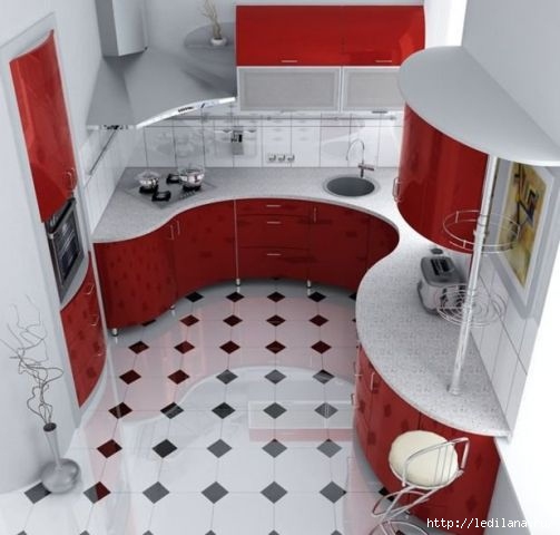 Дизайн прямоугольной кухни от 300 руб﻿/﻿кв.м.