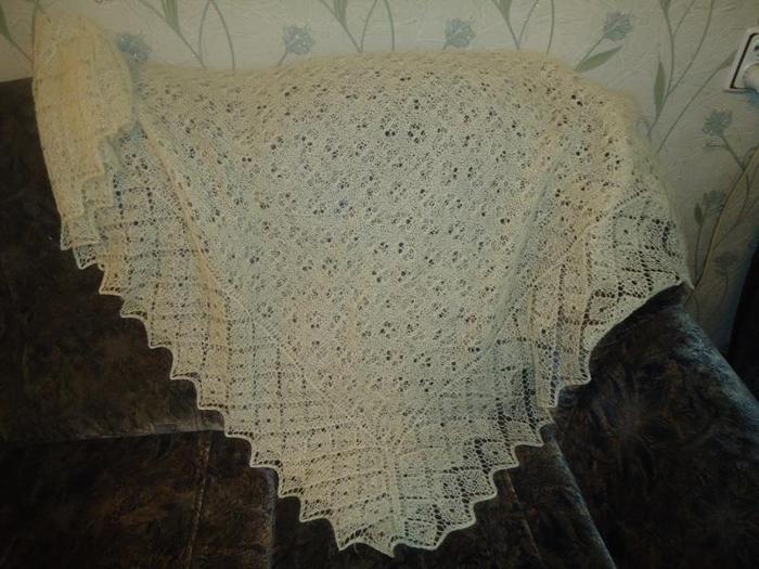 Вязание оренбургского платка спицами