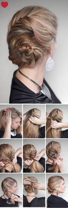 How To Make French fishtail braid chignon (231x700, 124Kb)