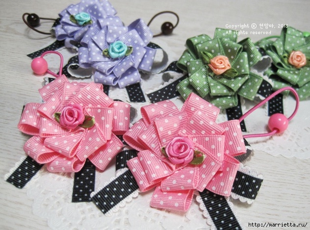 Стильные мини бантики из репсовых лент 2,5 см своими руками/DIY ribbon bows