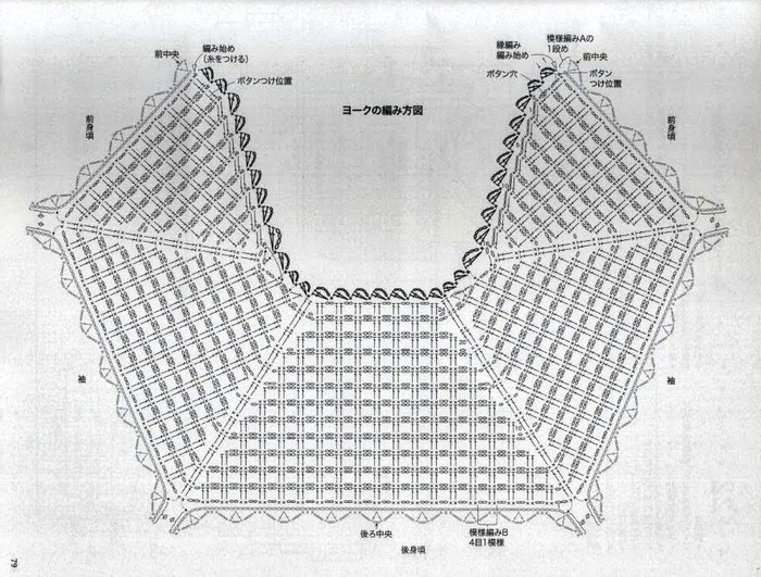 Схема ажурного реглана крючком сверху