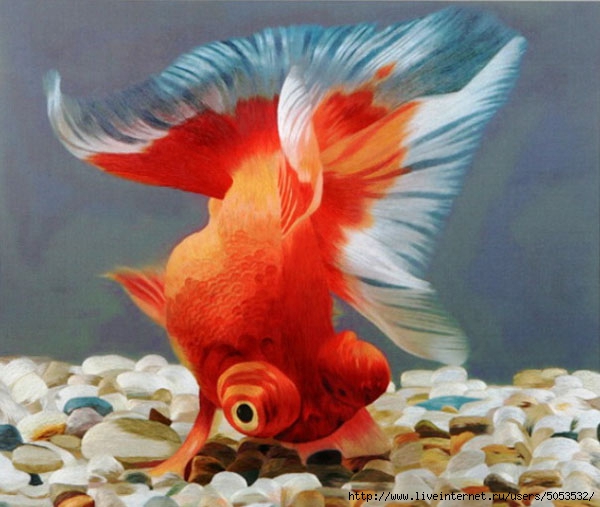 золотая рыбка(шелком)китай (600x507, 171Kb)
