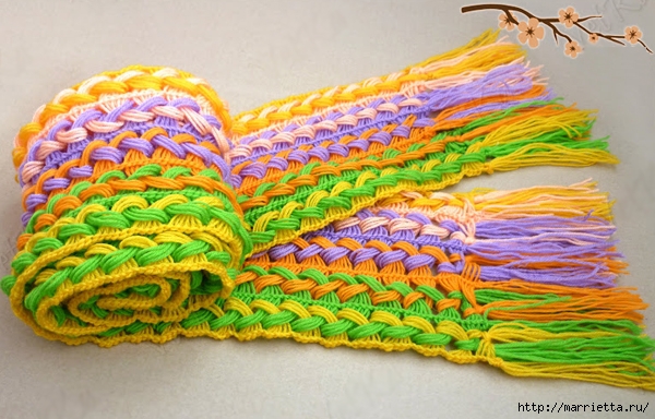 Веселый шарфик, вязание крючком на линейке (8) (600x384, 225Kb)