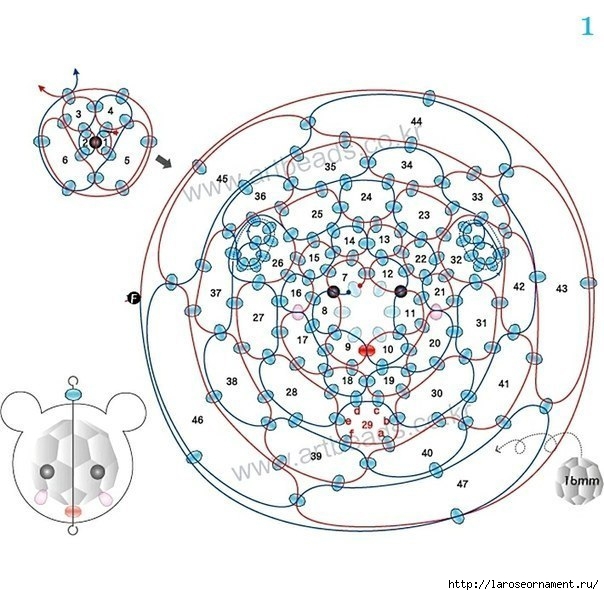 Схема плетения медведя из бисера
