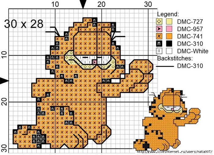 Кот гарфилд крючком схема и описание