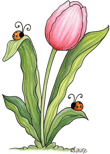 Tulip and Ladybugs (367x512, 170Kb)