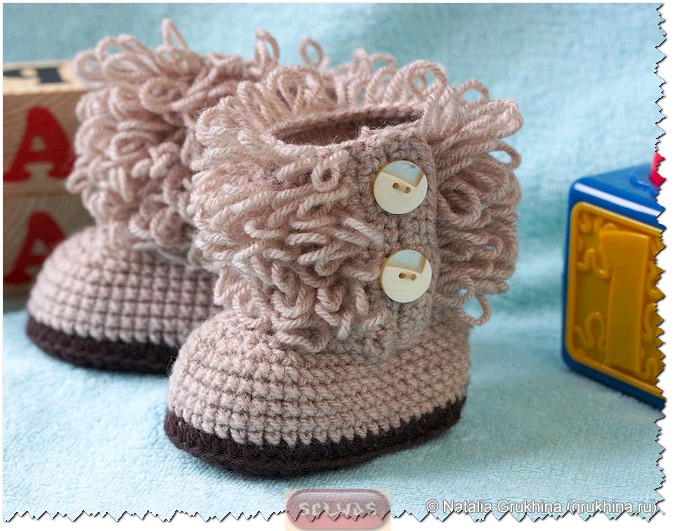 Сапожки Угги крючком. Мастер класс со схемой. Uggs bootie crochet DIY