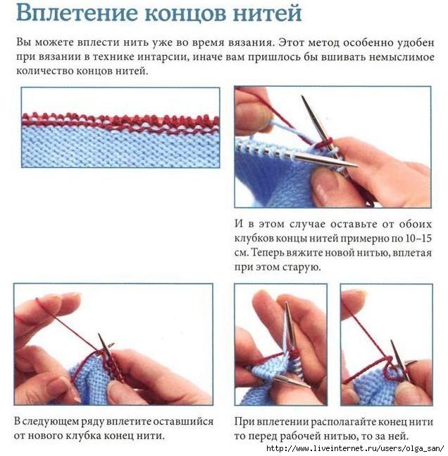 Ткацкий узел при вязании спицами соединение нитей схема и описание в картинках