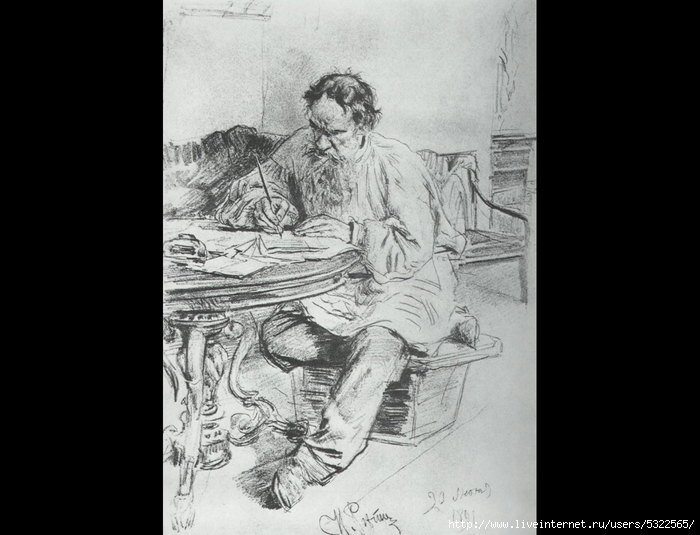 A149Leo Tolstoy at Work in Yasnaya Poliana. 1891. (700x535, 177Kb)