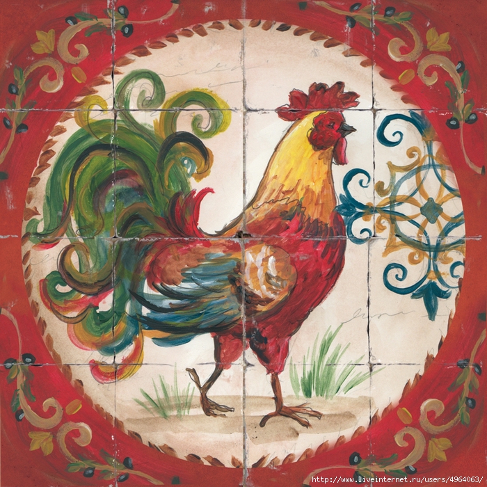 Printed_Tile_Provence_Rooster_Square_B (700x700, 461Kb)