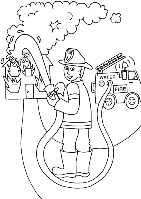 Пожарный картинка для детей раскраска