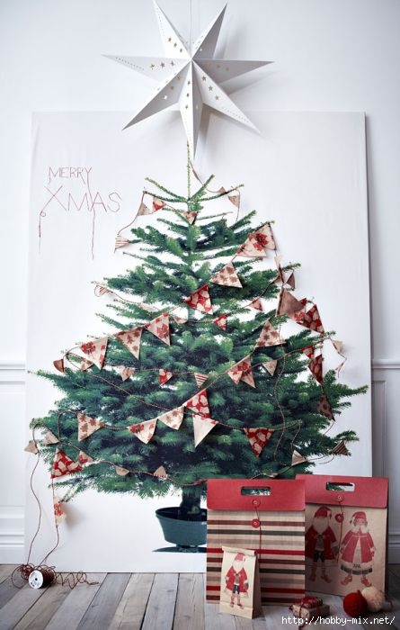 Alternative-Christmas-tree-ideas-poster-print-on-wall-with-paper-decorations (445x700, 167Kb)