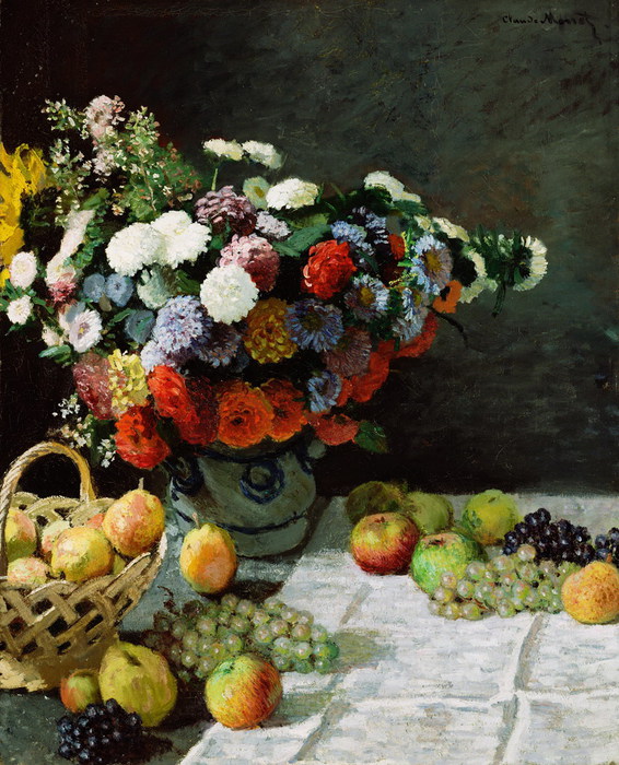 Клод Моне  - Натюрморт с цветами и фруктами    1869 (566x700, 148Kb)
