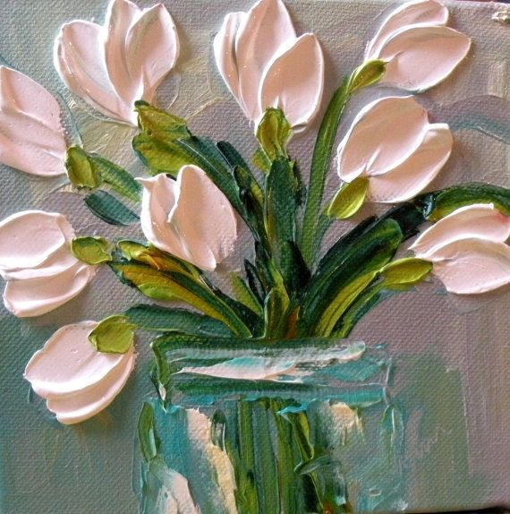 White Tulip Oil Painting, Impasto Technique by Jan Ironside (570x574, 323Kb)