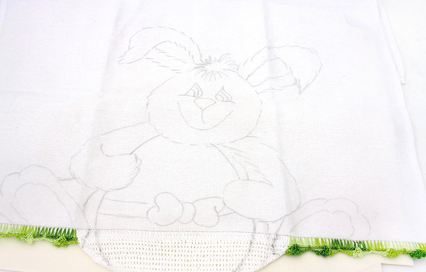Роспись кухонного полотенца. Пасхальный кролик (3) (623x398, 401Kb)