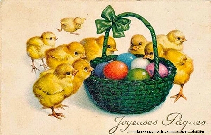 Пасхальная открытка цыпленок
