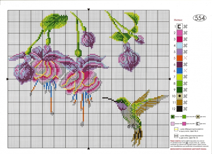 Схема вышивка крестом колибри