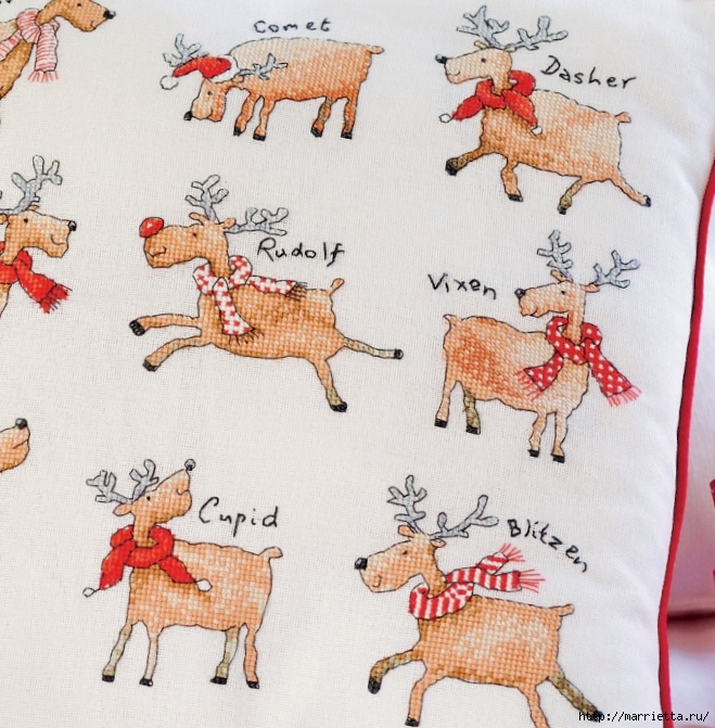 Купить B - Набор для вышивки крестом Рождественский олень | Мамино лукошко