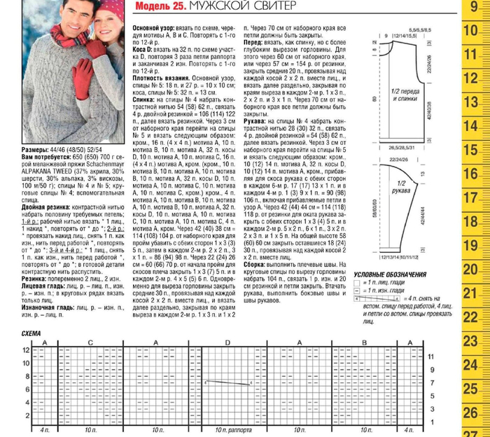 Сколько надо пряжи на свитер 54 размера спицами схемы