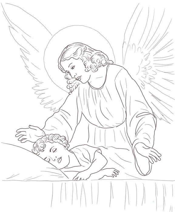 Раскраски ангелы для детей | Премиум векторы