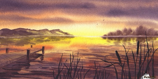 Peaceful Sunset At The Lake (633x317, 226Kb)