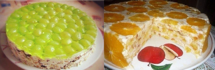 Торт из крекера и фруктов фото