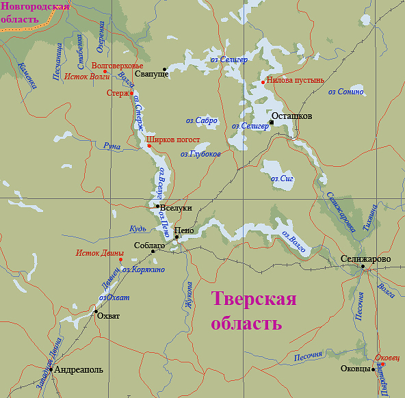 Исток волги географическая карта