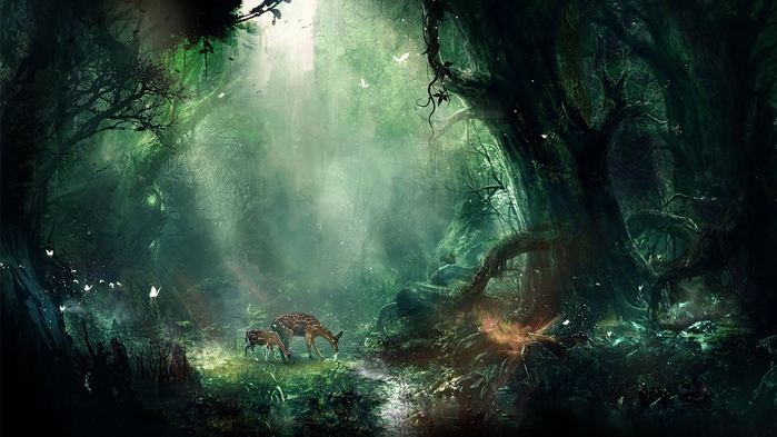 dzhungli_fentezi_oleni_babochki_noch_derevya_102121_1366x768 (700x393, 150Kb)