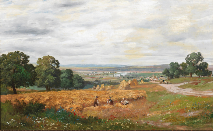 Alois Arnegger Vast summer landscape with hay harvest (700x431, 354Kb)