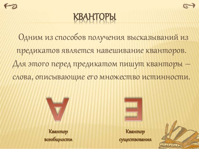 Кванторы определения и соответствующие словесные выражения примеры