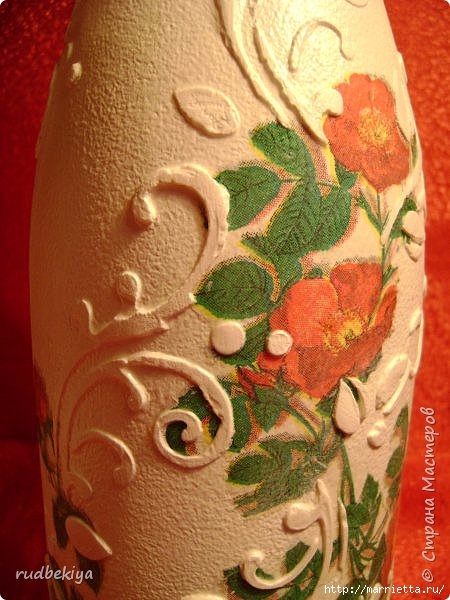 Декоративная бутылка и вазочка из плафона. Декупаж (15) (450x600, 181Kb)