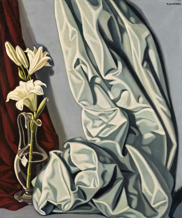 Натюрморт с лилиями и серой драпировкой.1944 (583x700, 423Kb)