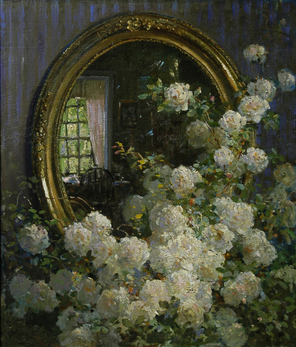 Abbott Fuller Graves Flowers and Mirror (595x700, 588Kb)