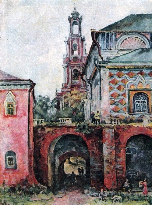 43 Осень. Колокольня Растрелли-Ухтомского в Троице-Сергиевой лавре. 1944 (499x670, 433Kb)