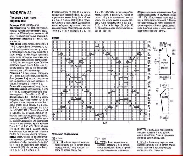 Центральный узор для свитера спицами схема