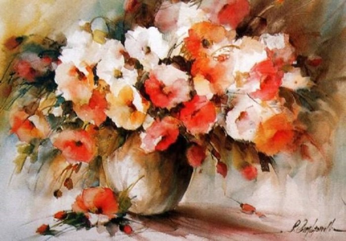 Бразильский художник Фабио Сембранелли. Акварельные цветы
