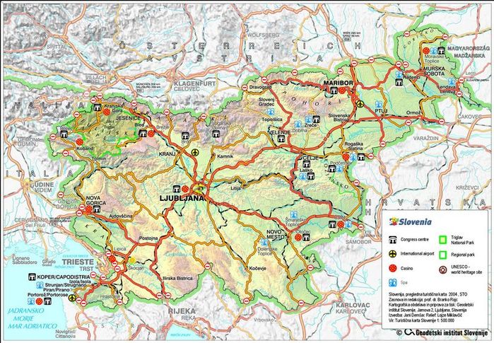 Карта словении с городами