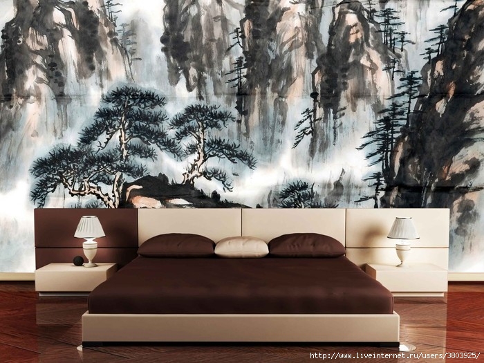 artistic-japanese-bedroom-design-with-brown-linen-and-cream-headboard-design-also-amazing-wallpaper-decor-ideas-1200x900 (700x525, 259Kb)