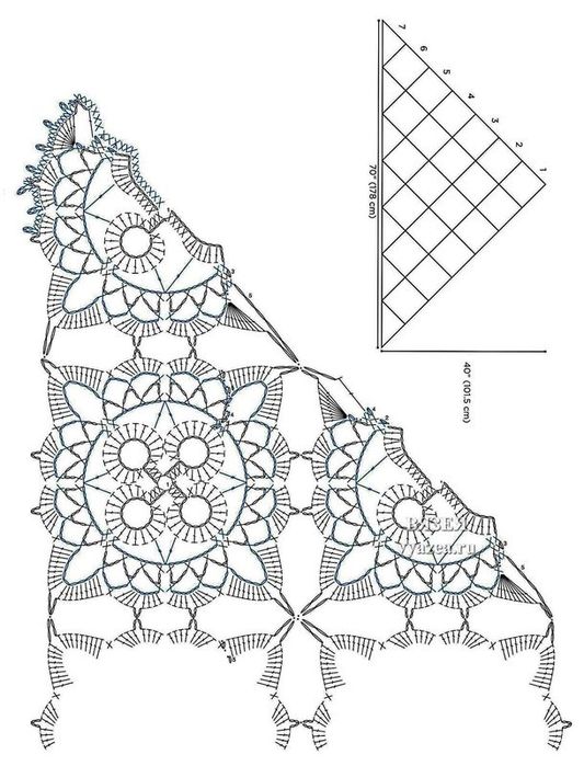 Шаль из мотивов крючком схемы