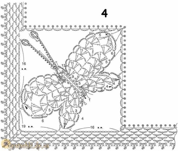 Бабочка в квадрате крючком схема
