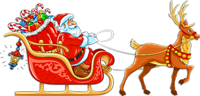 Transparent_Santa_with_Sleigh_and_Deer_Clipart (400x193, 132Kb)