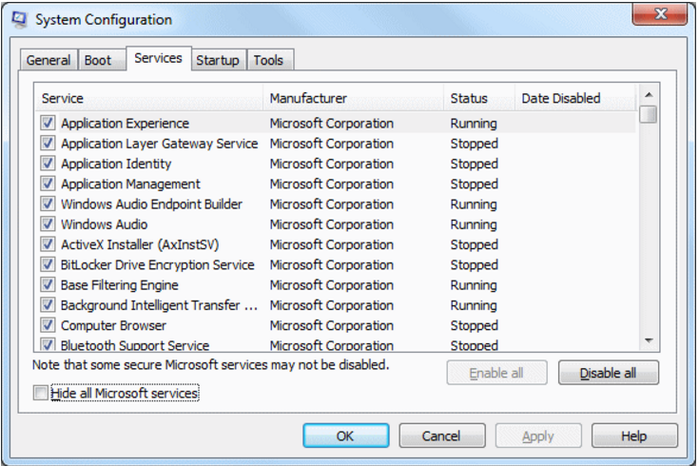 Ms config. Скрыть все службы Microsoft. Установщик ACTIVEX AXINSTSV. Msconfig. Windows Audio Endpoint Builder.