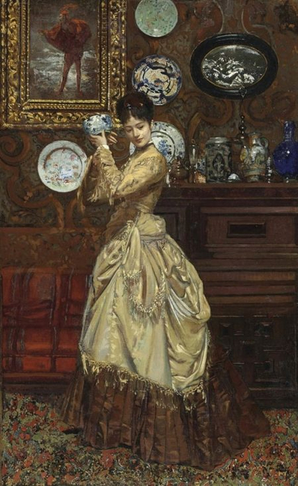 Любуясь фарфором (Admiring the porcelain) (429x700, 331Kb)